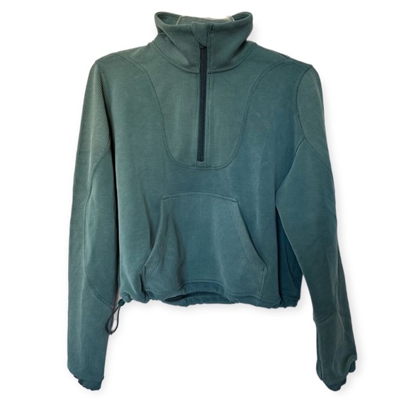 ❤️ Lululemon Brushed Softstreme Ribbed Half Zip Size 6 Green Jasper NWOT - Picture 8 of 8